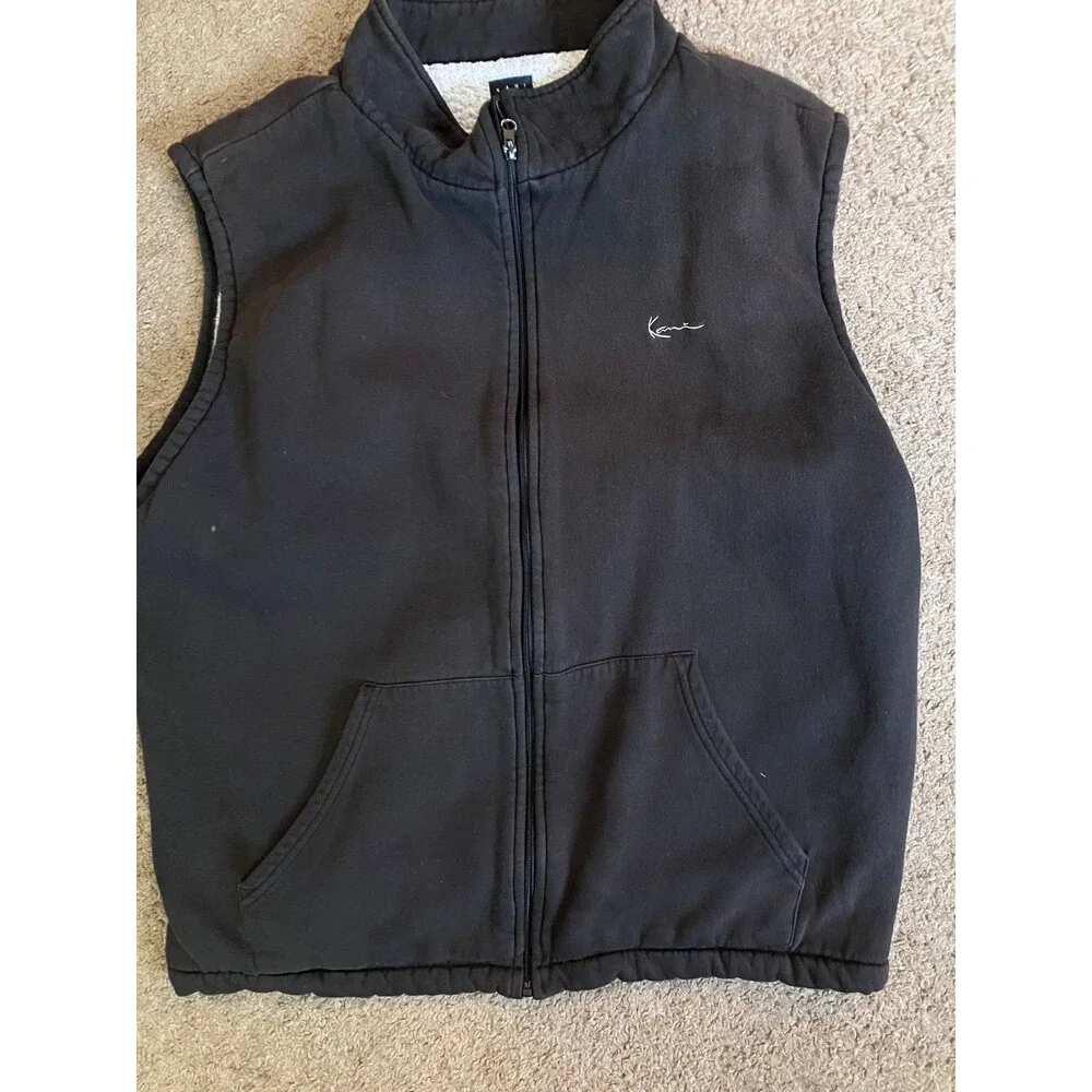 Kani Gold Men’s Full Zip Black/Dark Gray Fleece Vest Fall Cold Weather Size 2XL